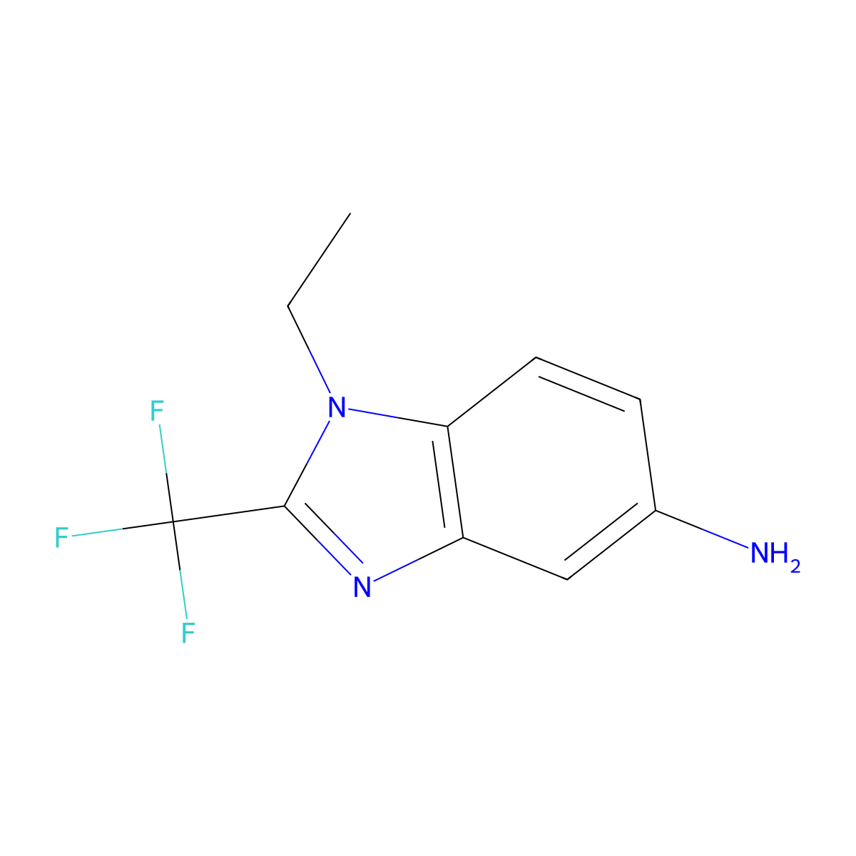 1-Ethyl-2-(trifluoromethyl)-1H-benzimidazol-5-amine molecular structure, CAS 1019108-00-9