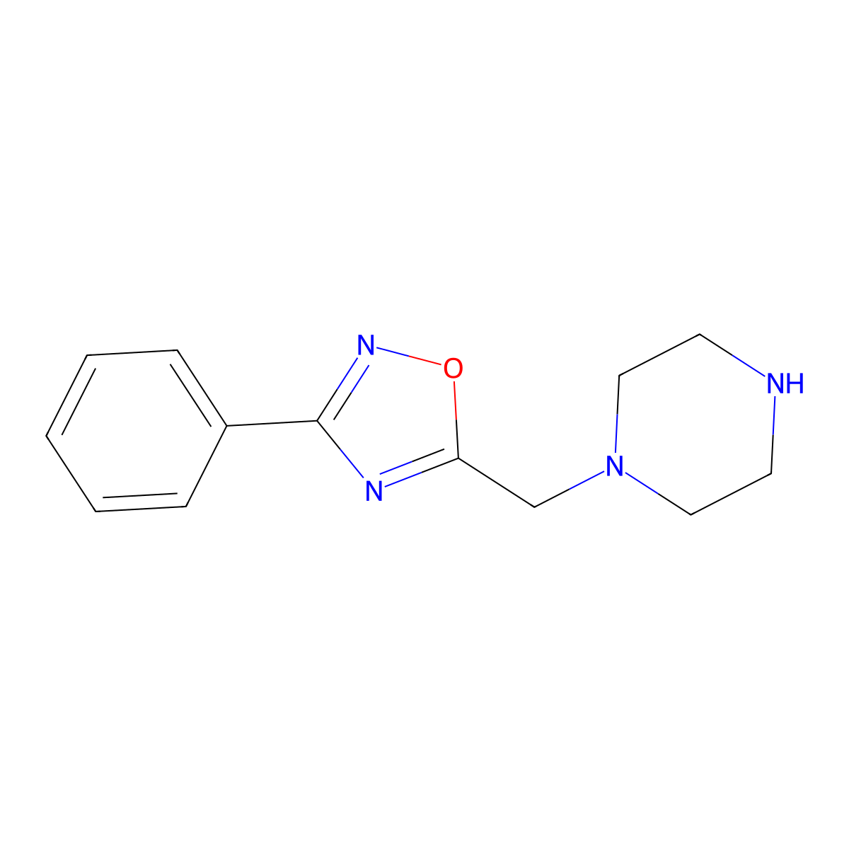 3-Phenyl-5-(piperazin-1-ylmethyl)-1,2,4-oxadiazole molecular structure, CAS 1019108-02-1