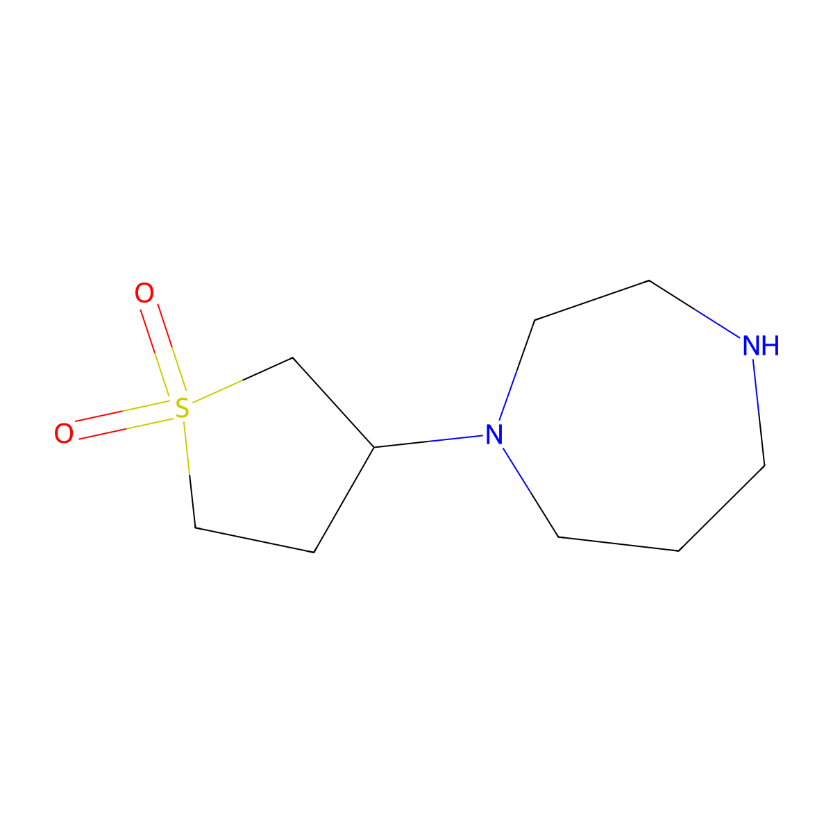 3-(1,4-Diazepan-1-yl)-1lambda6-thiolane-1,1-dione molecular structure, CAS 1019108-04-3