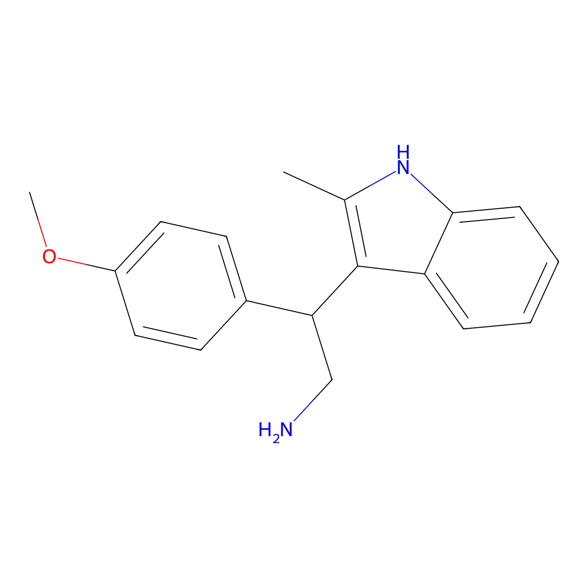 2-(4-methoxyphenyl)-2-(2-methyl-1H-indol-3-yl)ethanamine molecular structure, CAS 1019108-20-3