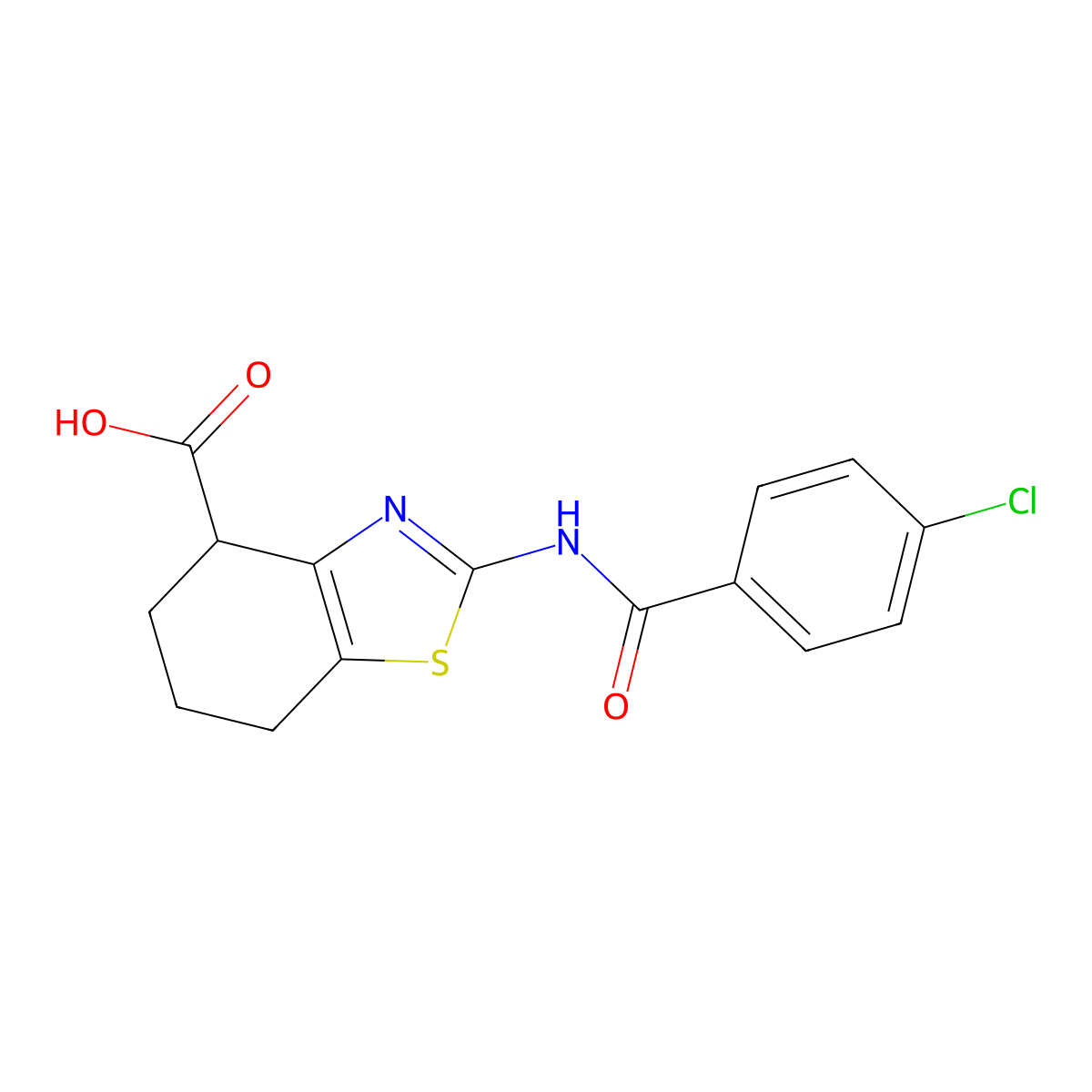 2-(4-Chlorobenzamido)-4,5,6,7-tetrahydrobenzo[d]thiazole-4-carboxylic acid molecular structure, CAS 1019108-36-1