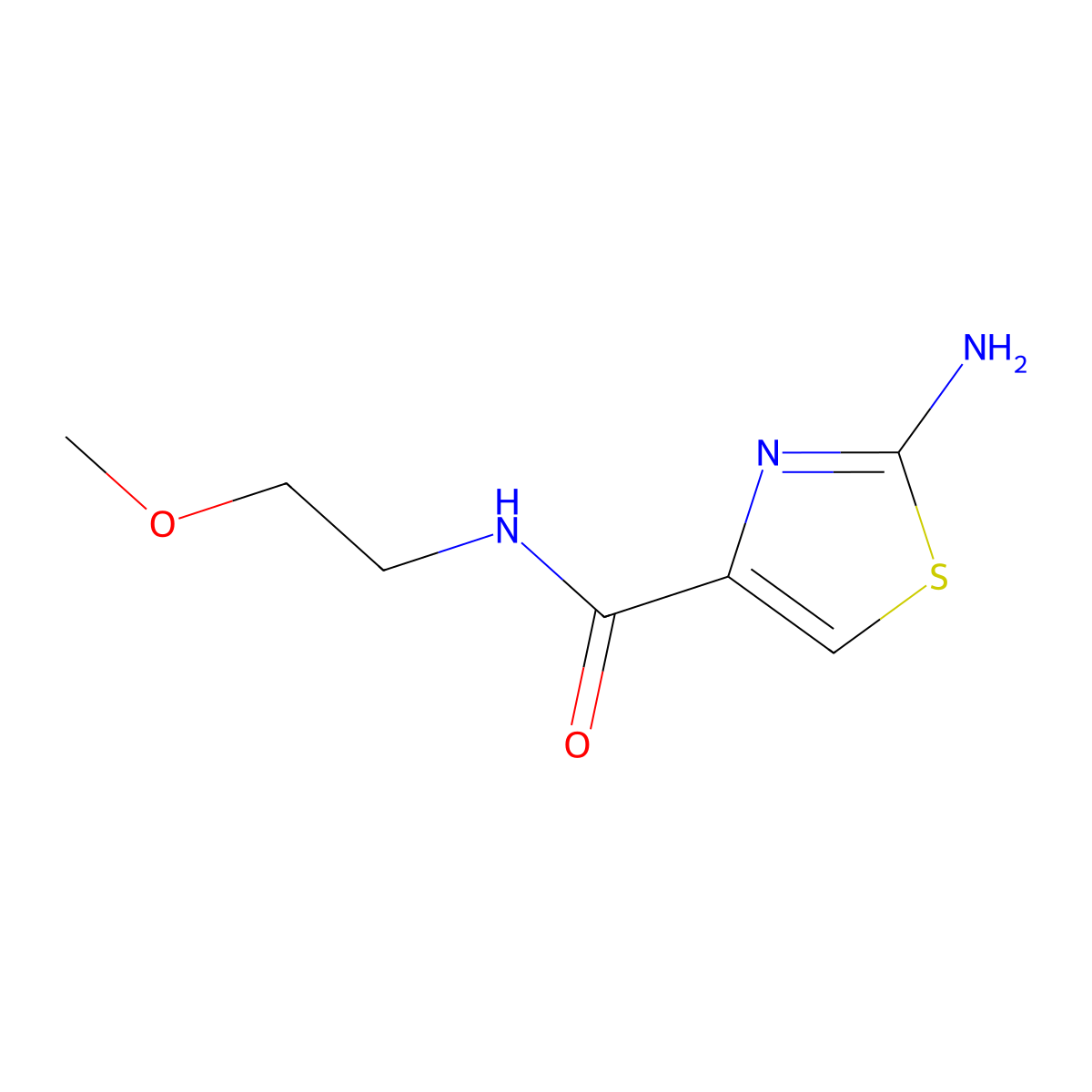 2-amino-N-(2-methoxyethyl)-1,3-thiazole-4-carboxamide molecular structure, CAS 1019108-39-4