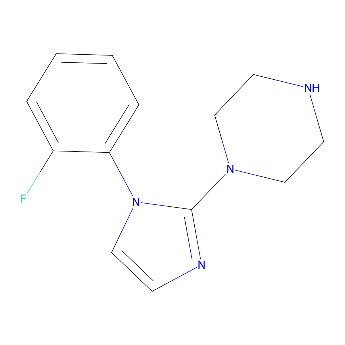 1-[1-(2-Fluoro-phenyl)-1H-imidazol-2-yl]-piperazine molecular structure, CAS 1019108-42-9