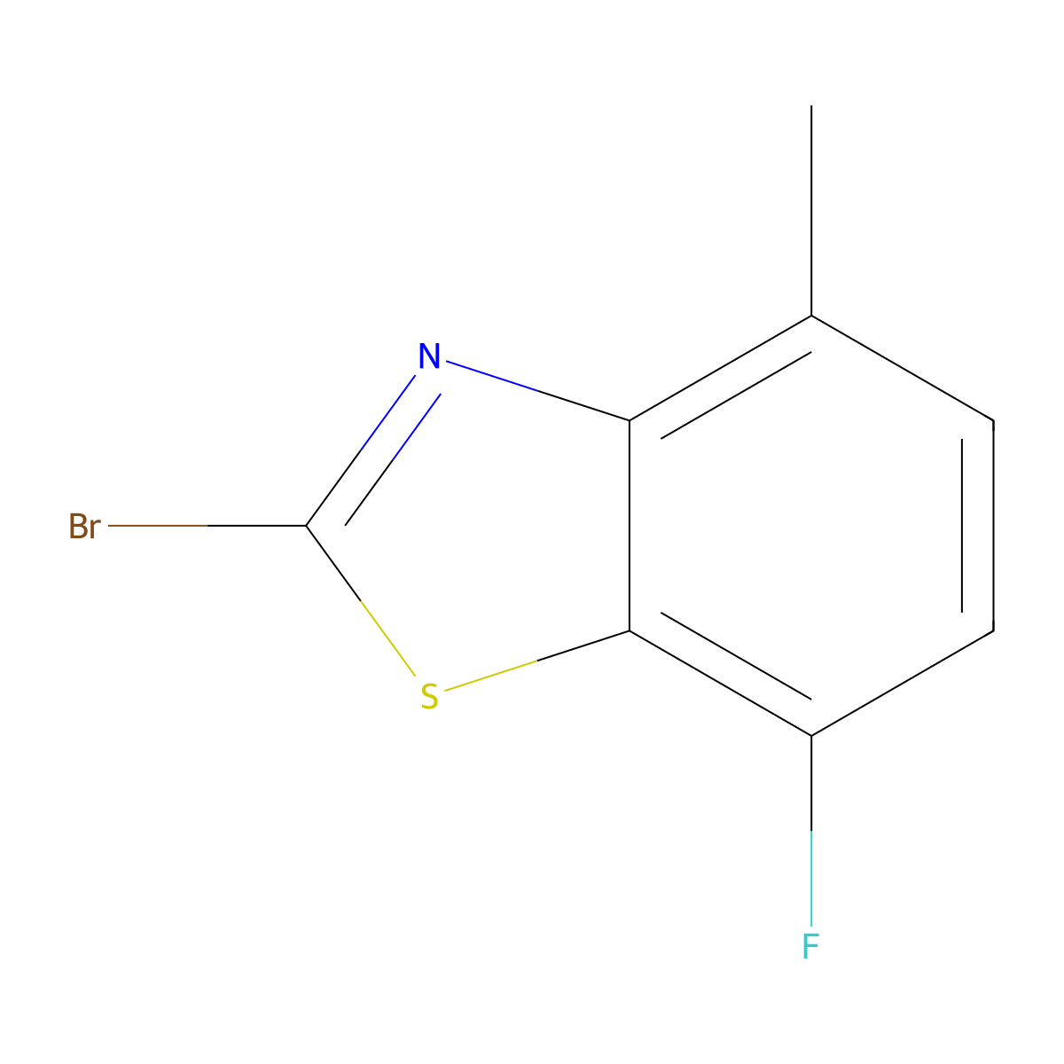 2-Bromo-7-fluoro-4-methylbenzothiazole molecular structure, CAS 1019108-45-2