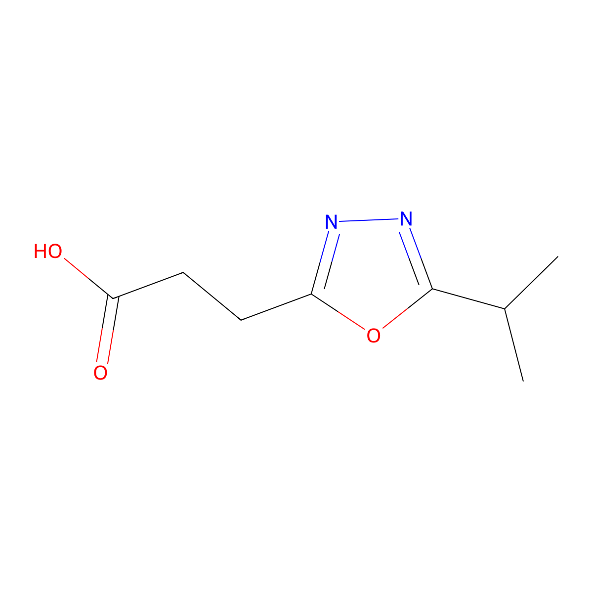 5-(1-Methylethyl)-1,3,4-oxadiazole-2-propanoic acid molecular structure, CAS 1019111-17-1