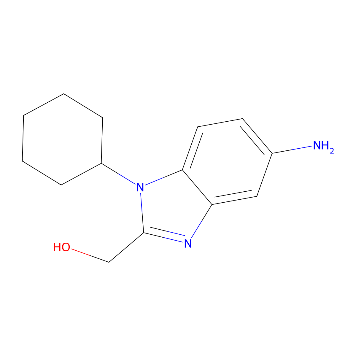 (5-Amino-1-cyclohexyl-1H-benzoimidazol-2-yl)-methanol molecular structure, CAS 1019111-21-7
