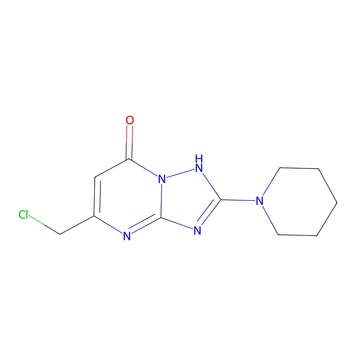 5-(chloromethyl)-2-(piperidin-1-yl)[1,2,4]triazolo[1,5-a]pyrimidin-7(4H)-one molecular structure, CAS 1019111-22-8