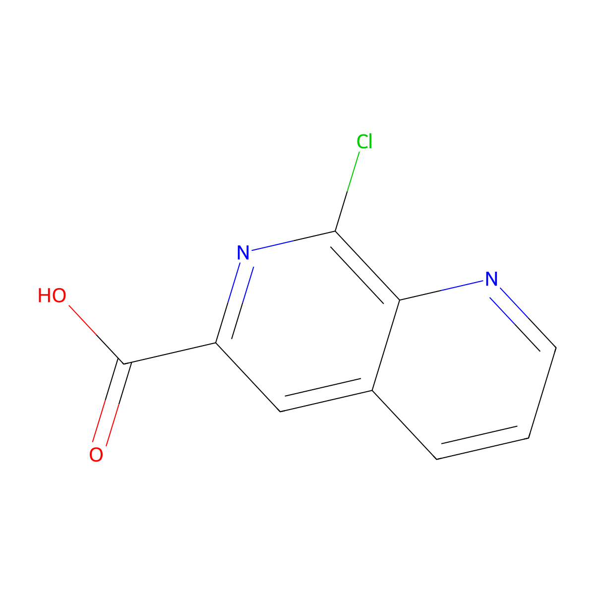 8-Chloro-1,7-naphthyridine-6-carboxylic acid molecular structure, CAS 1019111-25-1