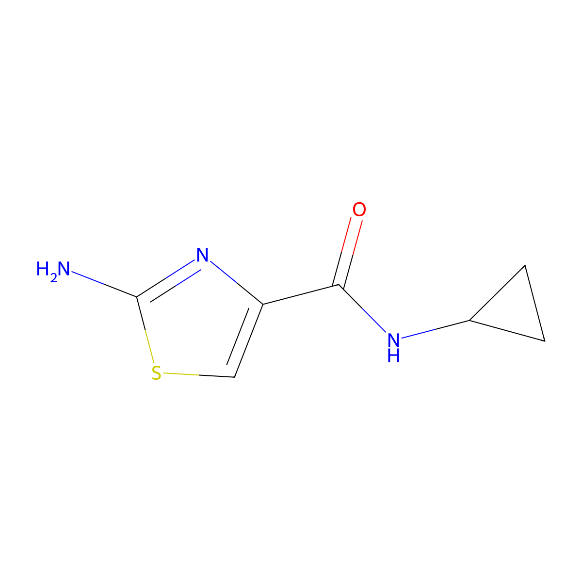 2-amino-N-cyclopropyl-1,3-thiazole-4-carboxamide molecular structure, CAS 1019111-58-0