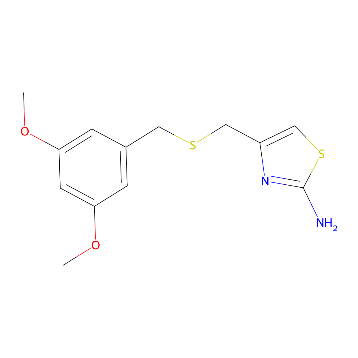 4-{[(3,5-Dimethoxybenzyl)thio]methyl}-1,3-thiazol-2-amine molecular structure, CAS 1019111-59-1
