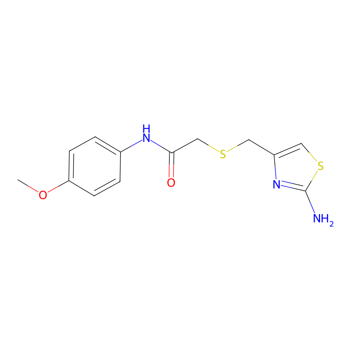 2-(((2-aminothiazol-4-yl)methyl)thio)-N-(4-methoxyphenyl)acetamide molecular structure, CAS 1019111-60-4