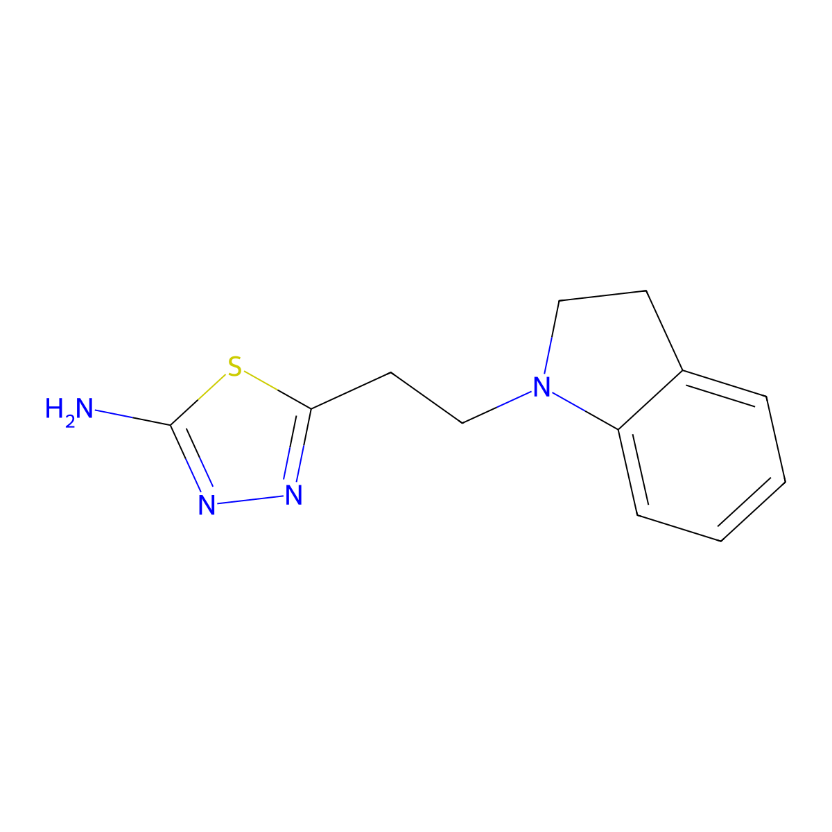 5-[2-(2,3-Dihydro-1H-indol-1-yl)ethyl]-1,3,4-thiadiazol-2-amine molecular structure, CAS 1019111-89-7