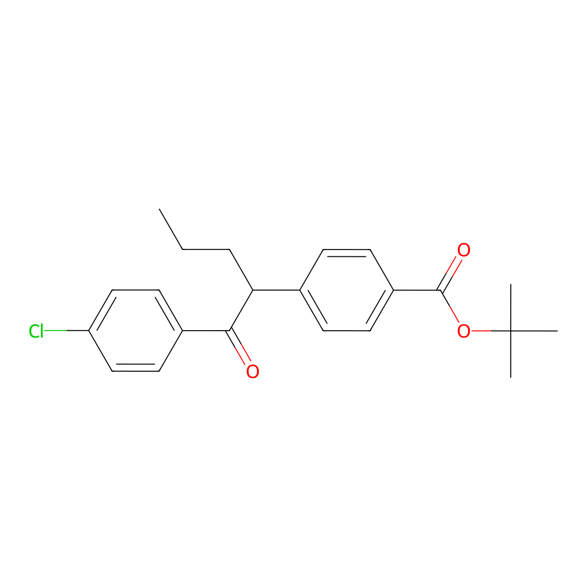 tert-Butyl 4-(1-(4-chlorophenyl)-1-oxopentan-2-yl)benzoate molecular structure, CAS 1019113-44-0