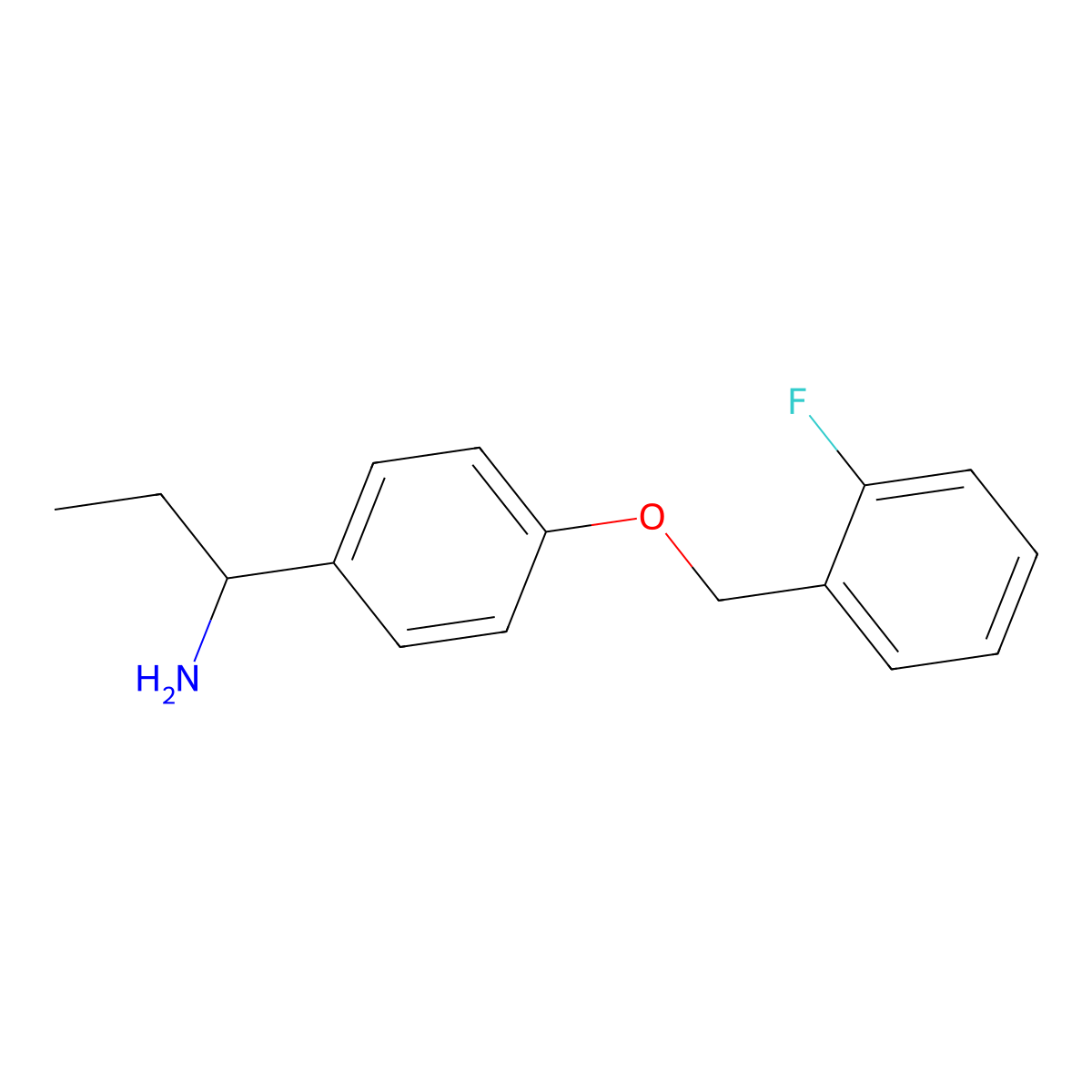 1-(4-[(2-Fluorophenyl)methoxy]phenyl)propan-1-amine molecular structure, CAS 1019114-12-5