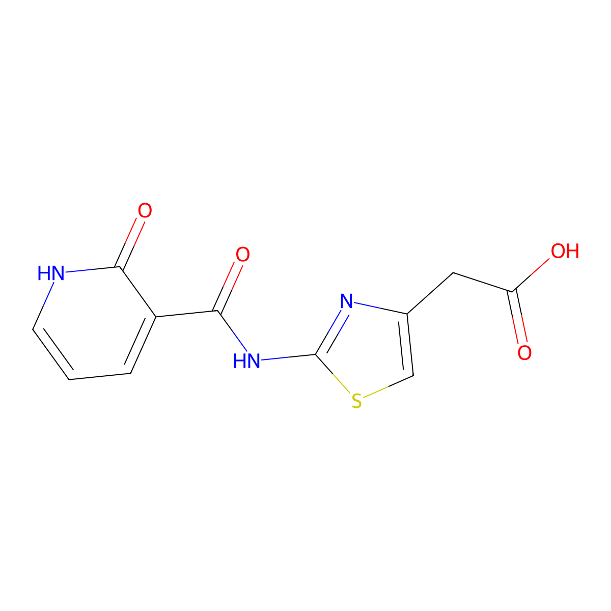 (2-{[(2-Oxo-1,2-dihydropyridin-3-yl)carbonyl]amino}-1,3-thiazol-4-yl)acetic acid molecular structure, CAS 1019115-39-9