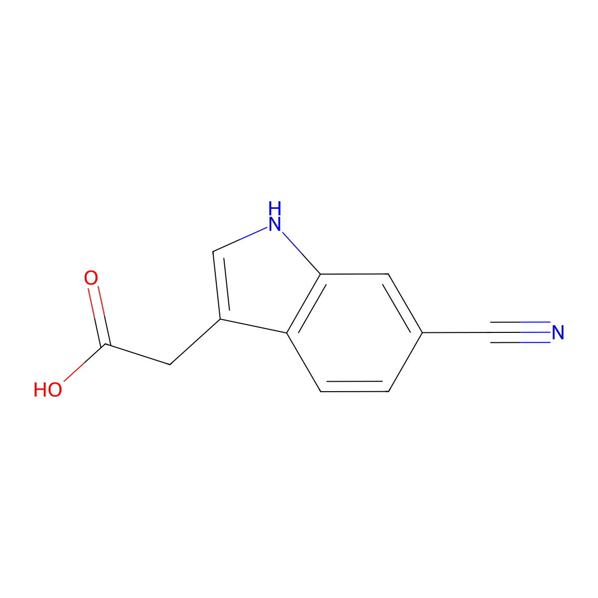 2-(6-cyano-1H-indol-3-yl)acetic acid molecular structure, CAS 1019115-64-0