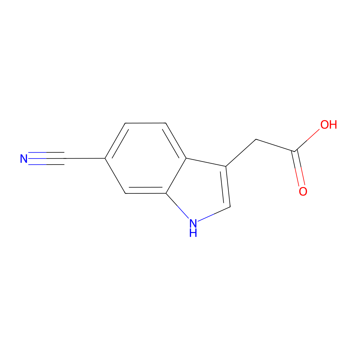 2-(6-cyano-1H-indol-3-yl)acetic acid molecular structure, CAS 1019115-64-0