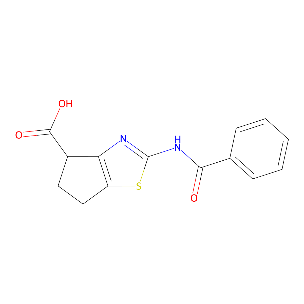 2-(Benzoylamino)-5,6-dihydro-4H-cyclopenta[d][1,3]thiazole-4-carboxylic acid molecular structure, CAS 1019117-26-0