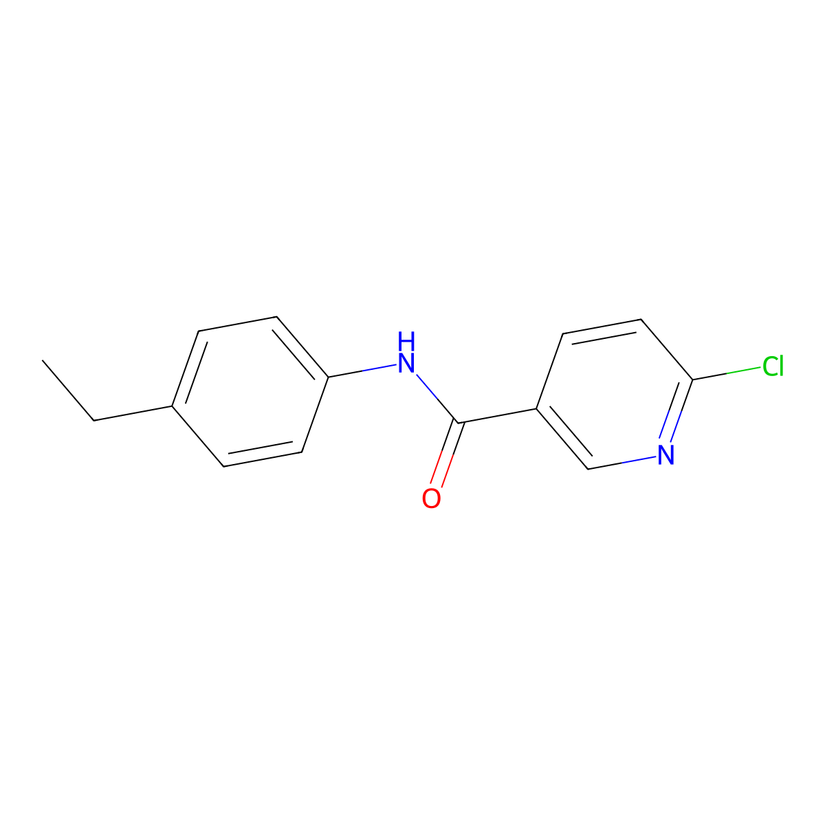 6-chloro-N-(4-ethylphenyl)pyridine-3-carboxamide molecular structure, CAS 1019118-23-0