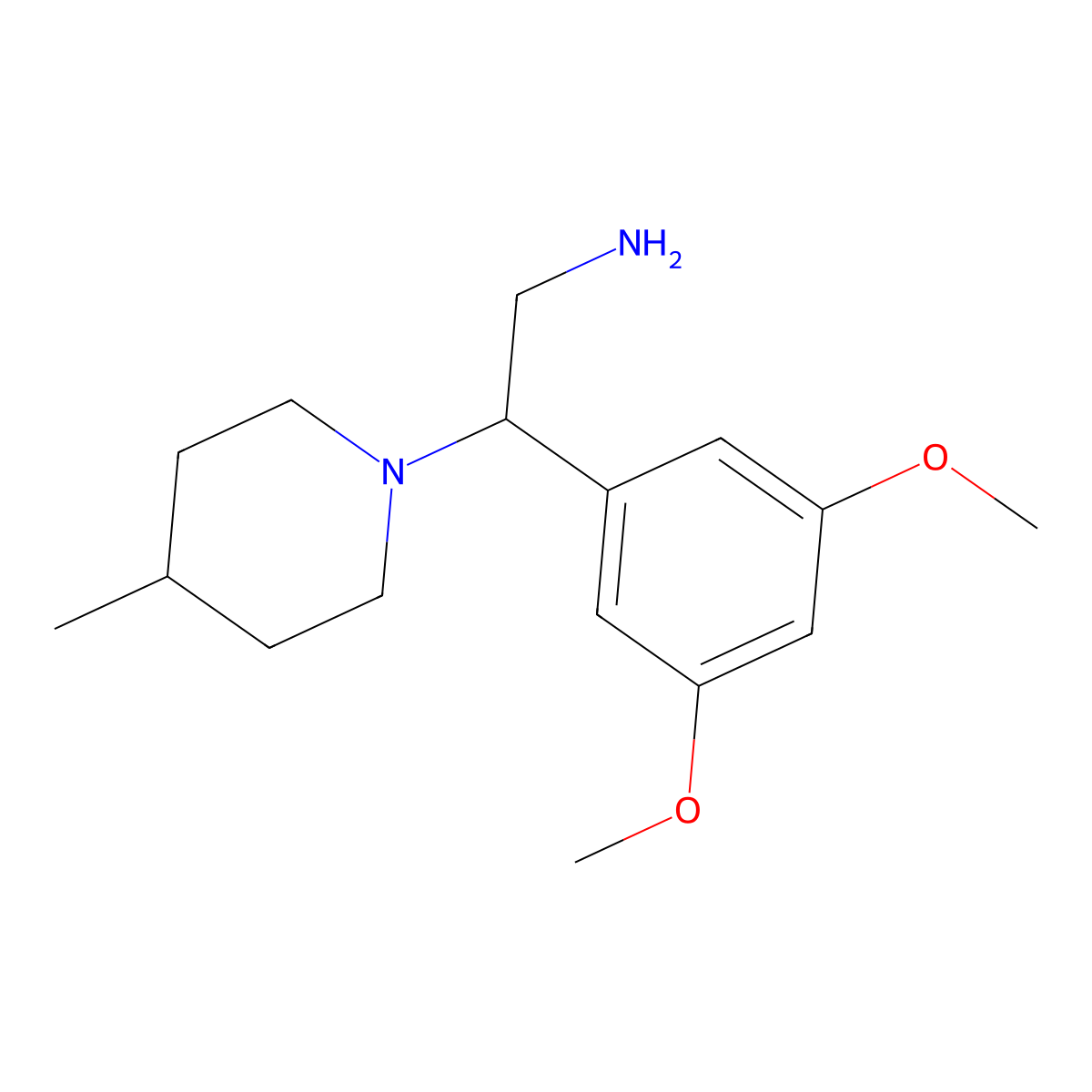 2-(3,5-Dimethoxyphenyl)-2-(4-methylpiperidin-1-yl)ethanamine molecular structure, CAS 1019119-74-4