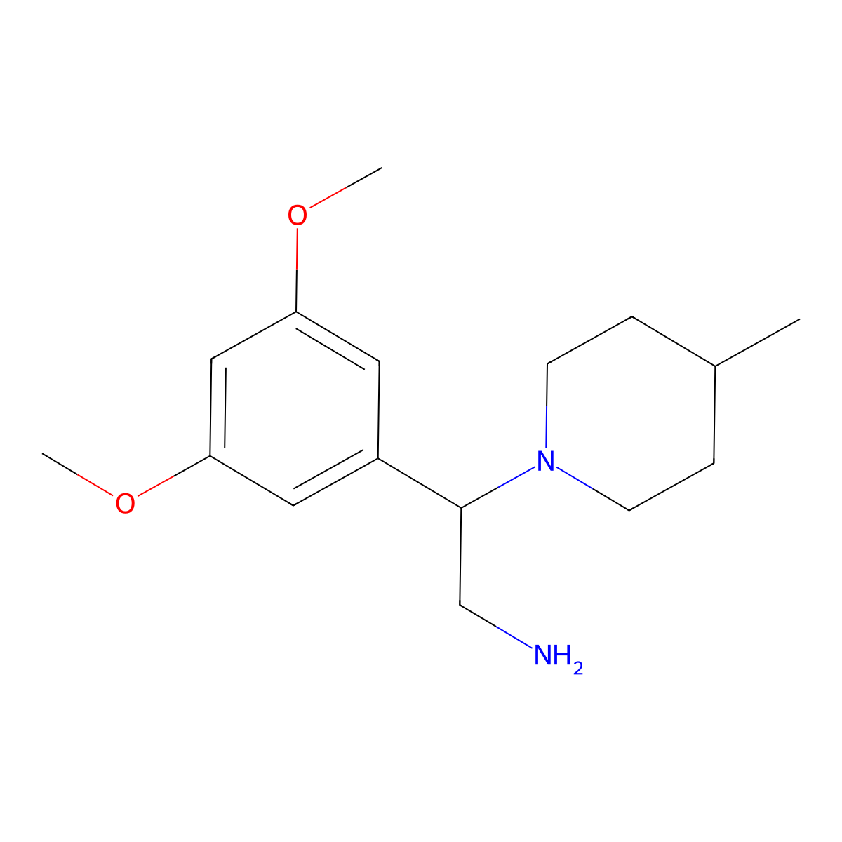 2-(3,5-Dimethoxyphenyl)-2-(4-methylpiperidin-1-yl)ethanamine molecular structure, CAS 1019119-74-4
