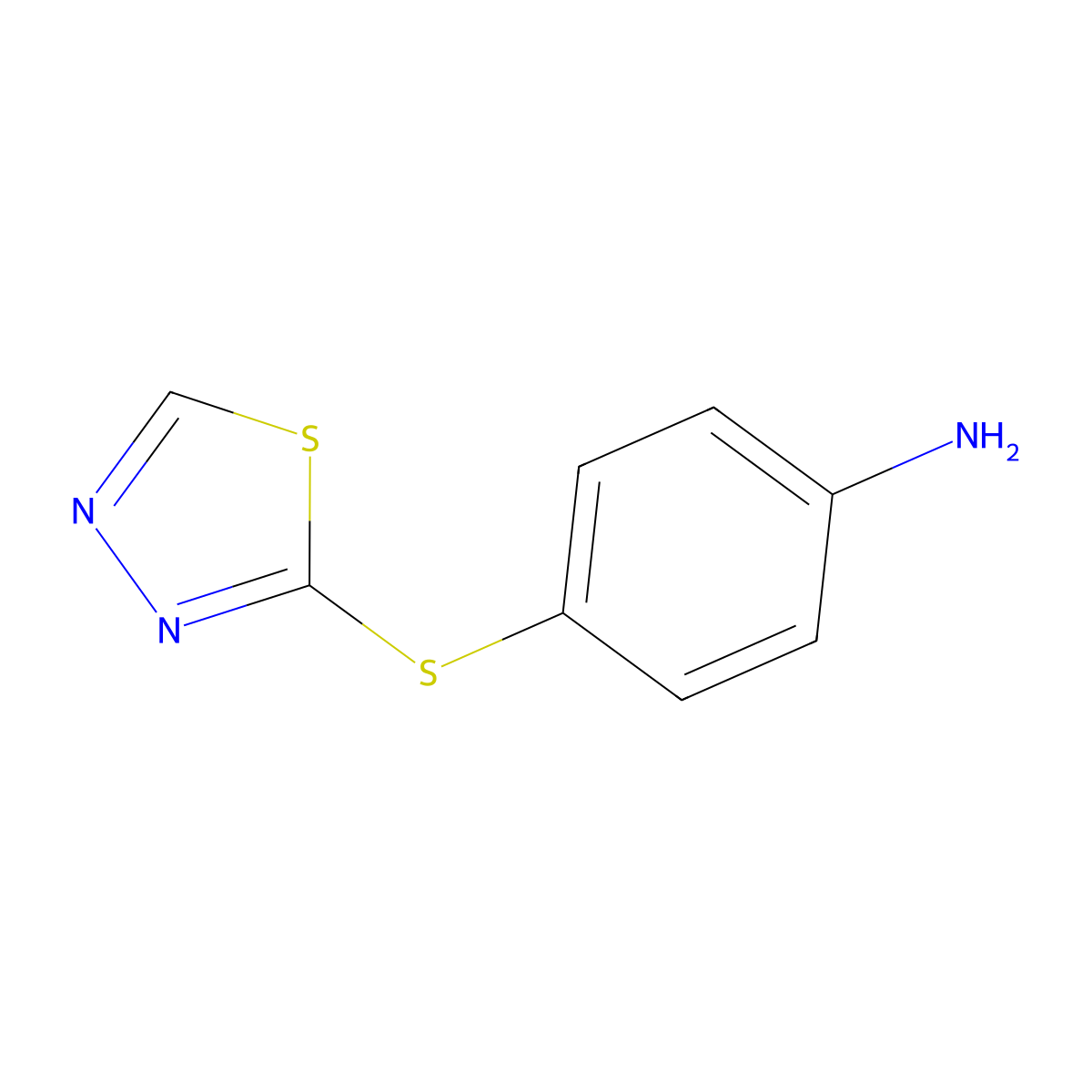 4-(1,3,4-Thiadiazol-2-ylsulfanyl)aniline molecular structure, CAS 1019121-55-1