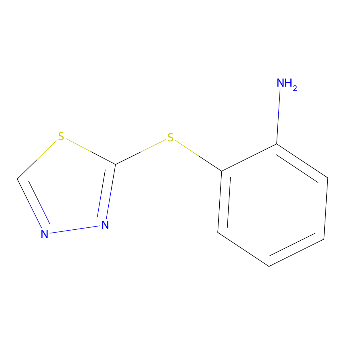 2-(1,3,4-Thiadiazol-2-ylsulfanyl)aniline molecular structure, CAS 1019121-56-2