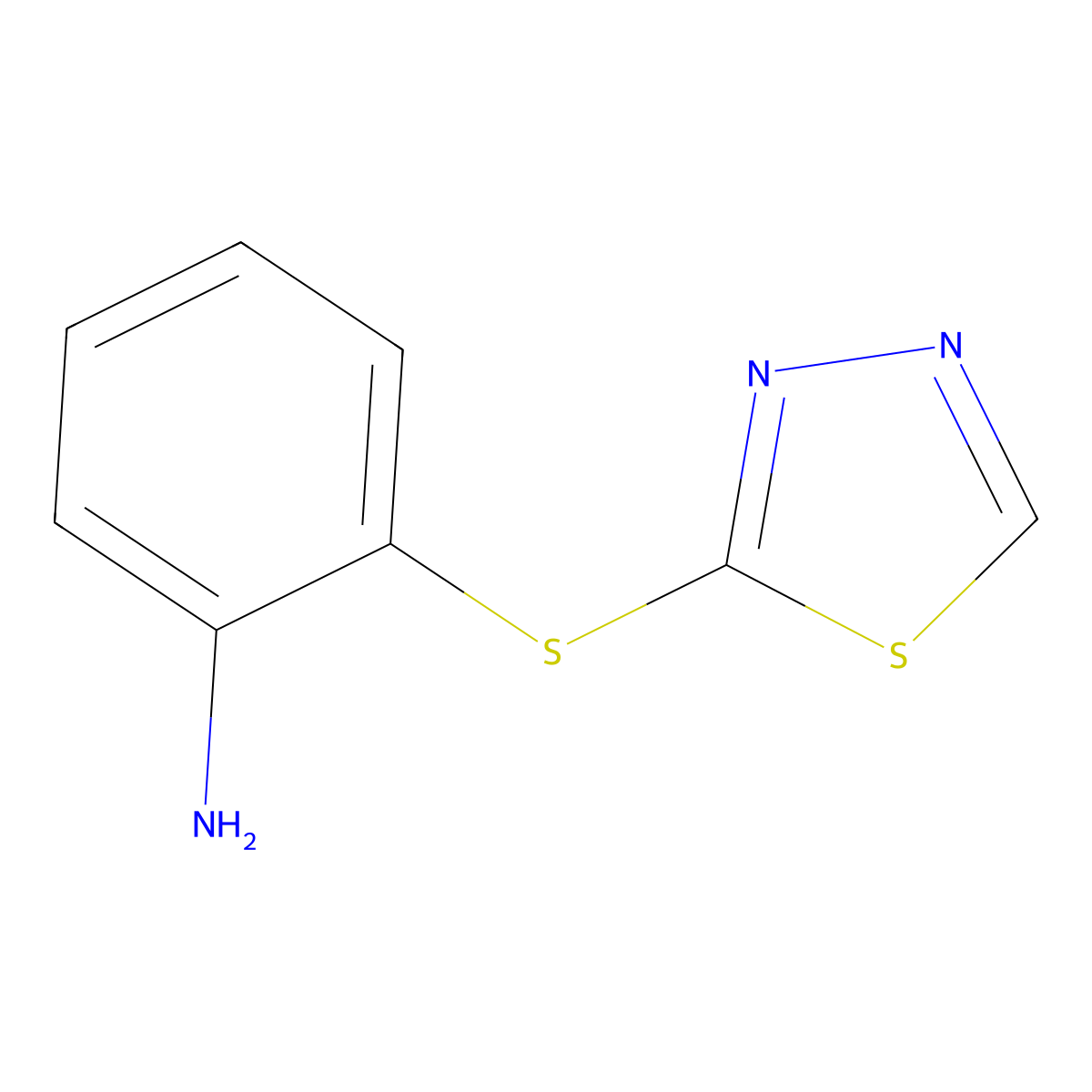 2-(1,3,4-Thiadiazol-2-ylsulfanyl)aniline molecular structure, CAS 1019121-56-2