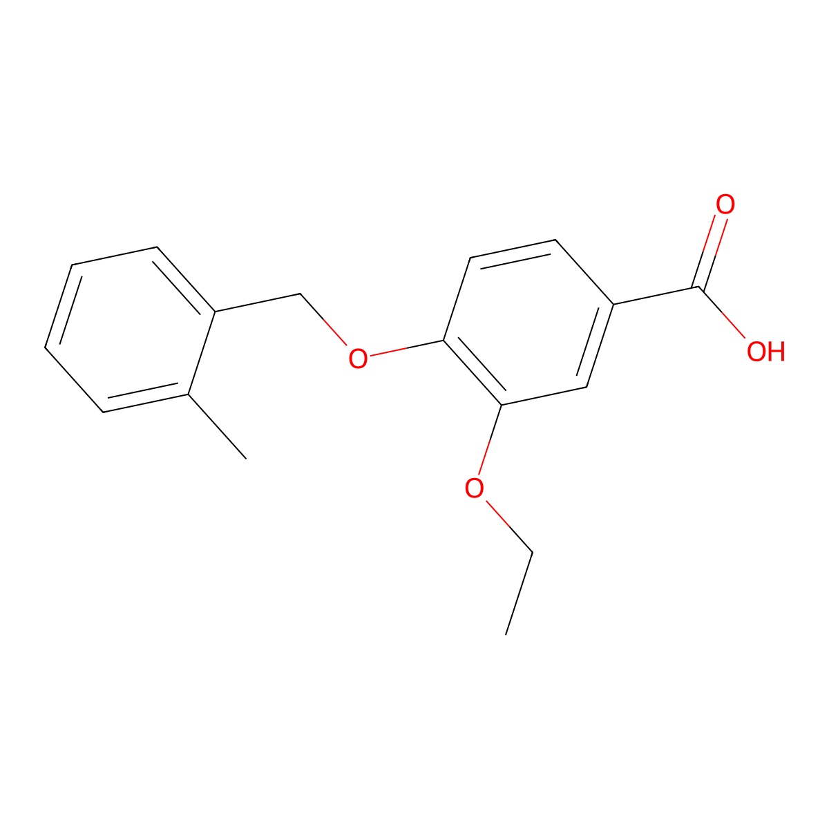 3-Ethoxy-4-[(2-methylbenzyl)oxy]benzoic acid molecular structure, CAS 1019123-36-4