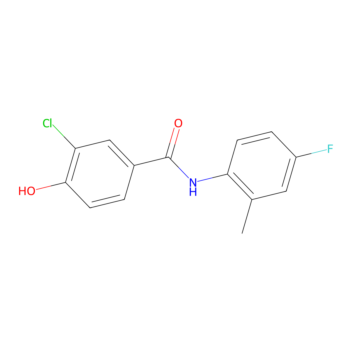 3-chloro-N-(4-fluoro-2-methylphenyl)-4-hydroxybenzamide molecular structure, CAS 1019124-13-0