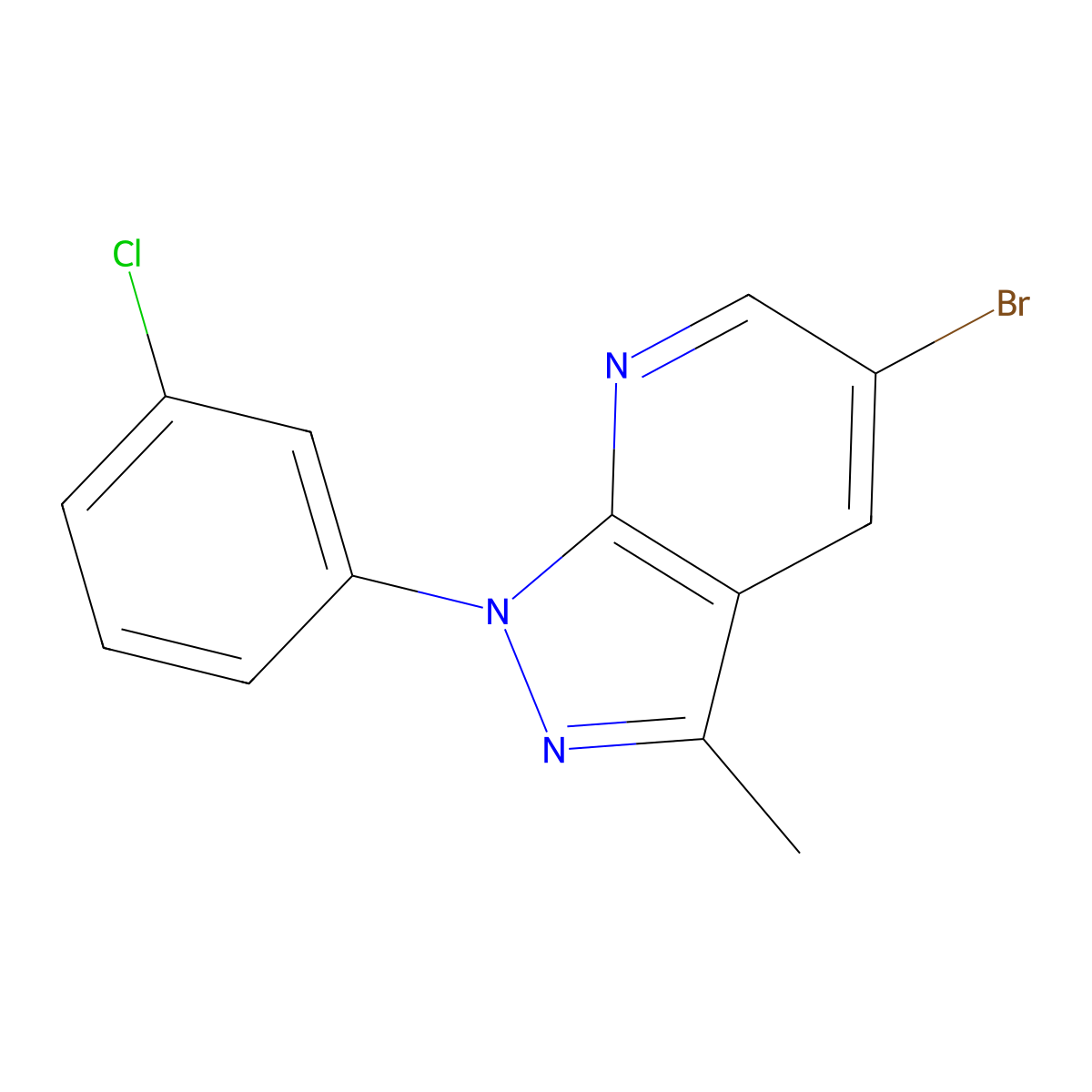5-bromo-1-(3-chlorophenyl)-3-methyl-1H-pyrazolo[3,4-b]pyridine molecular structure, CAS 1019125-50-8