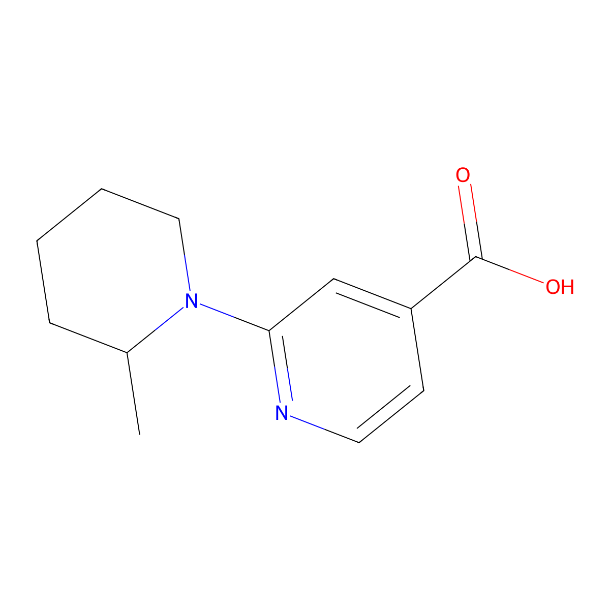 2-(2-Methylpiperidin-1-yl)pyridine-4-carboxylic acid molecular structure, CAS 1019127-10-6