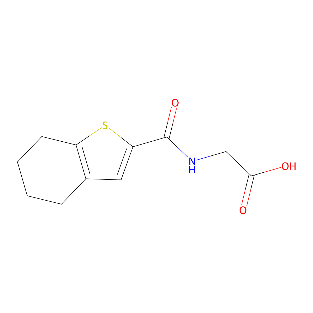 2-(4,5,6,7-Tetrahydro-1-benzothiophen-2-ylformamido)acetic acid molecular structure, CAS 1019127-35-5