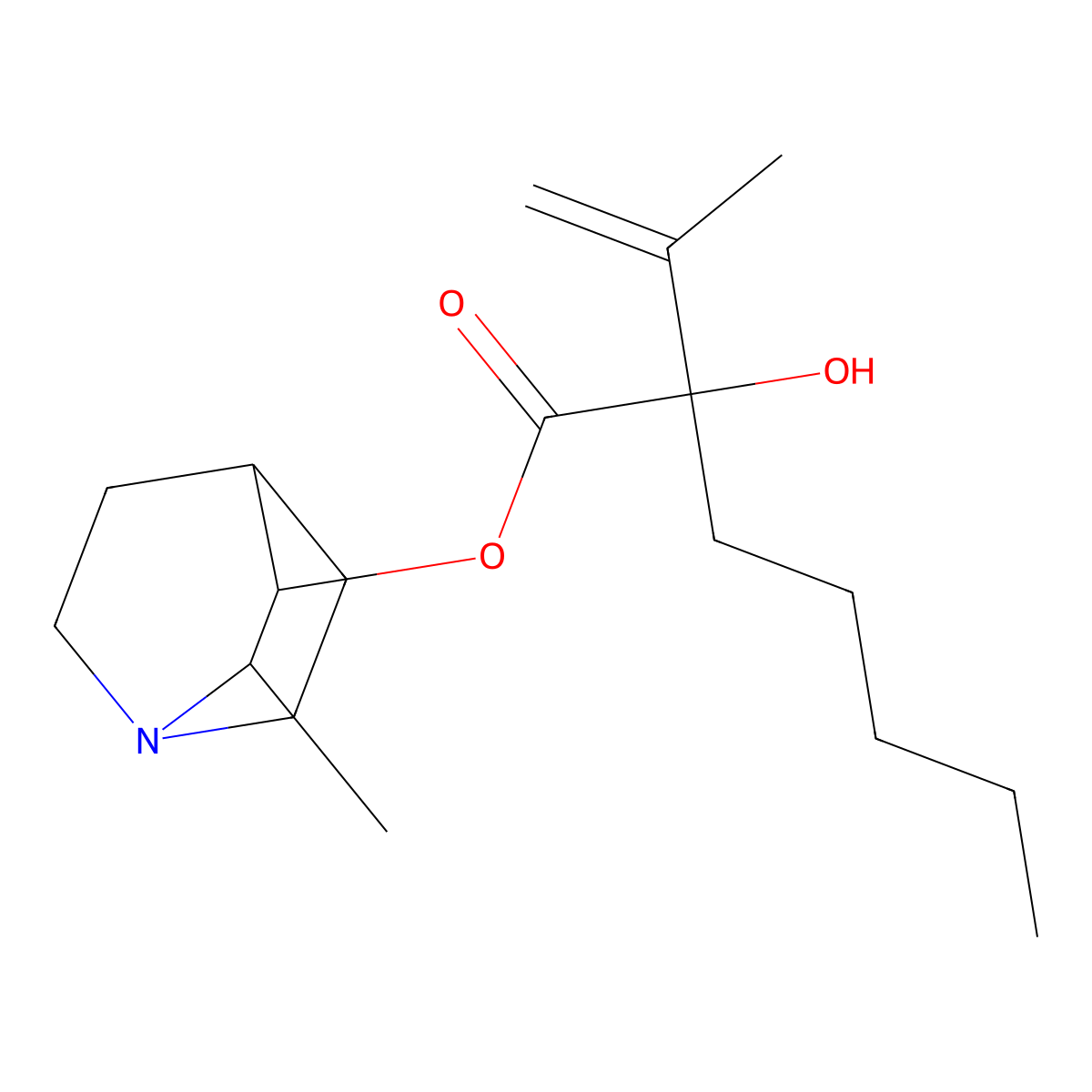 Heptanoic acid, 2-hydroxy-2-isopropentyl-, 2-methyl-3-quinuclidinyl ester molecular structure, CAS 101913-72-8