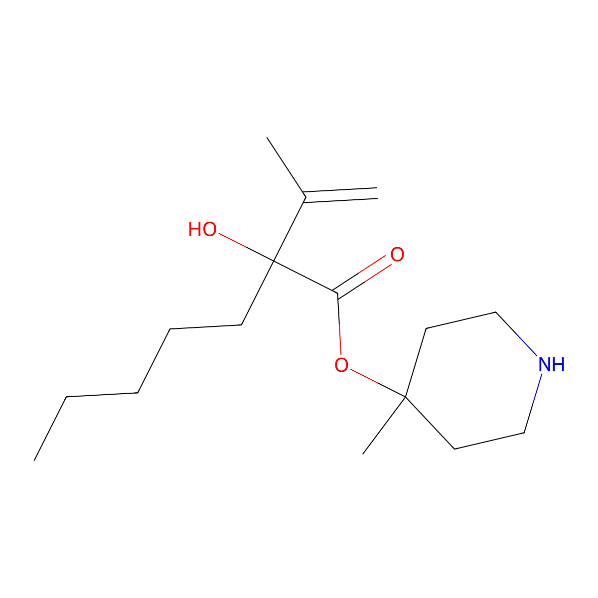 4-Methylpiperidin-4-yl 2-hydroxy-2-(prop-1-en-2-yl)heptanoate molecular structure, CAS 101913-74-0