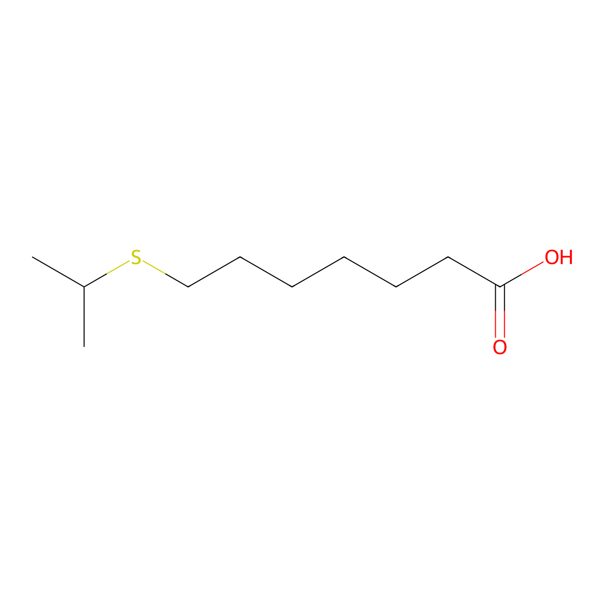 Heptanoic acid, 7-isopropylthio- molecular structure, CAS 101913-77-3