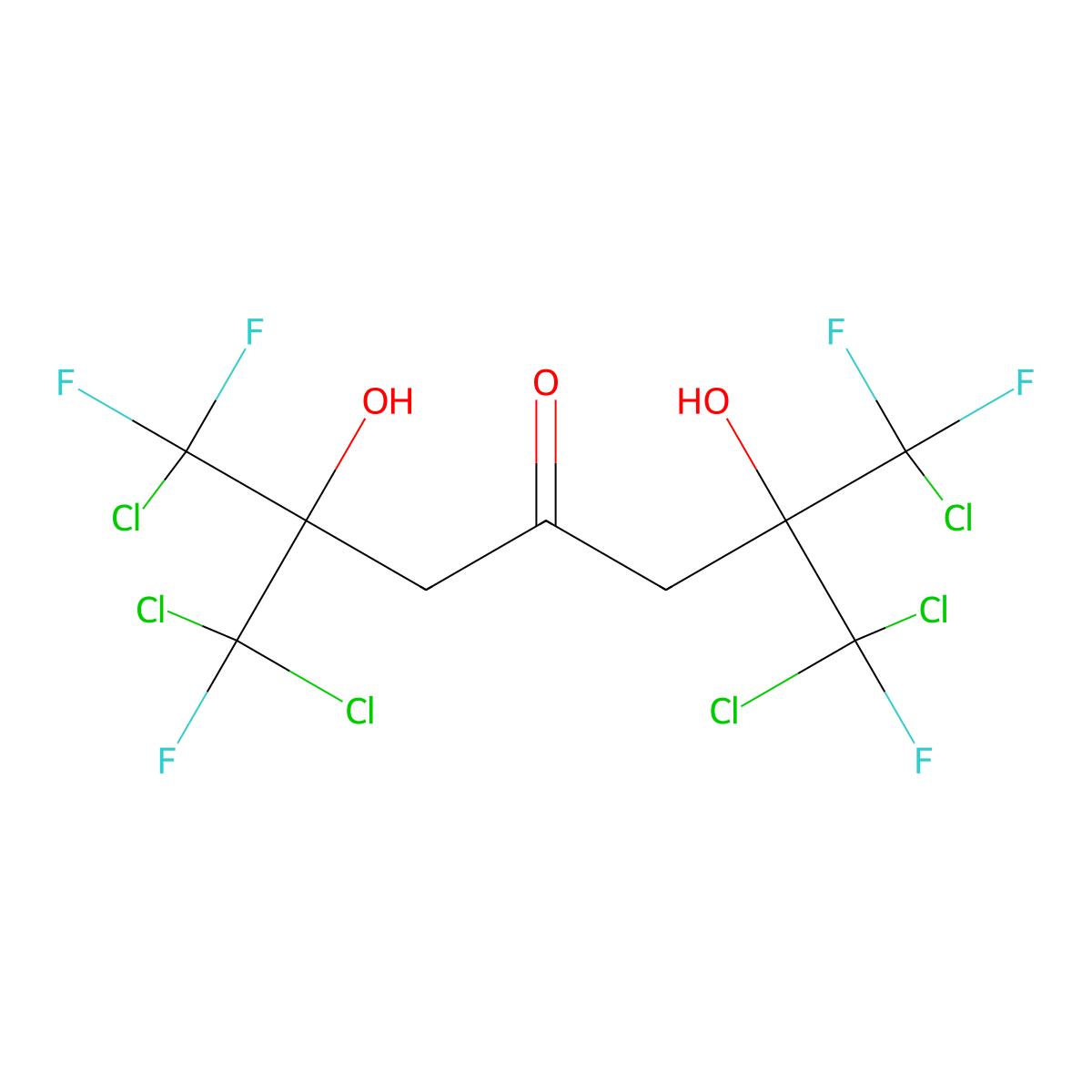 4-Heptanone, 1,7-difluoro-1,1,7,7-tetrachloro-2,6-dihydroxy-2,6-(chlorodifluoromethyl)- molecular structure, CAS 101913-94-4
