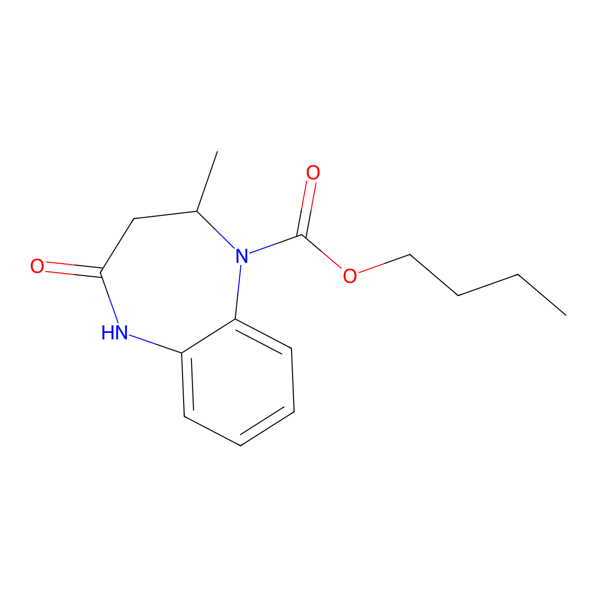 butyl 2-methyl-4-oxo-2,3,4,5-tetrahydro-1H-1,5-benzodiazepine-1-carboxylate molecular structure, CAS 1019132-45-6
