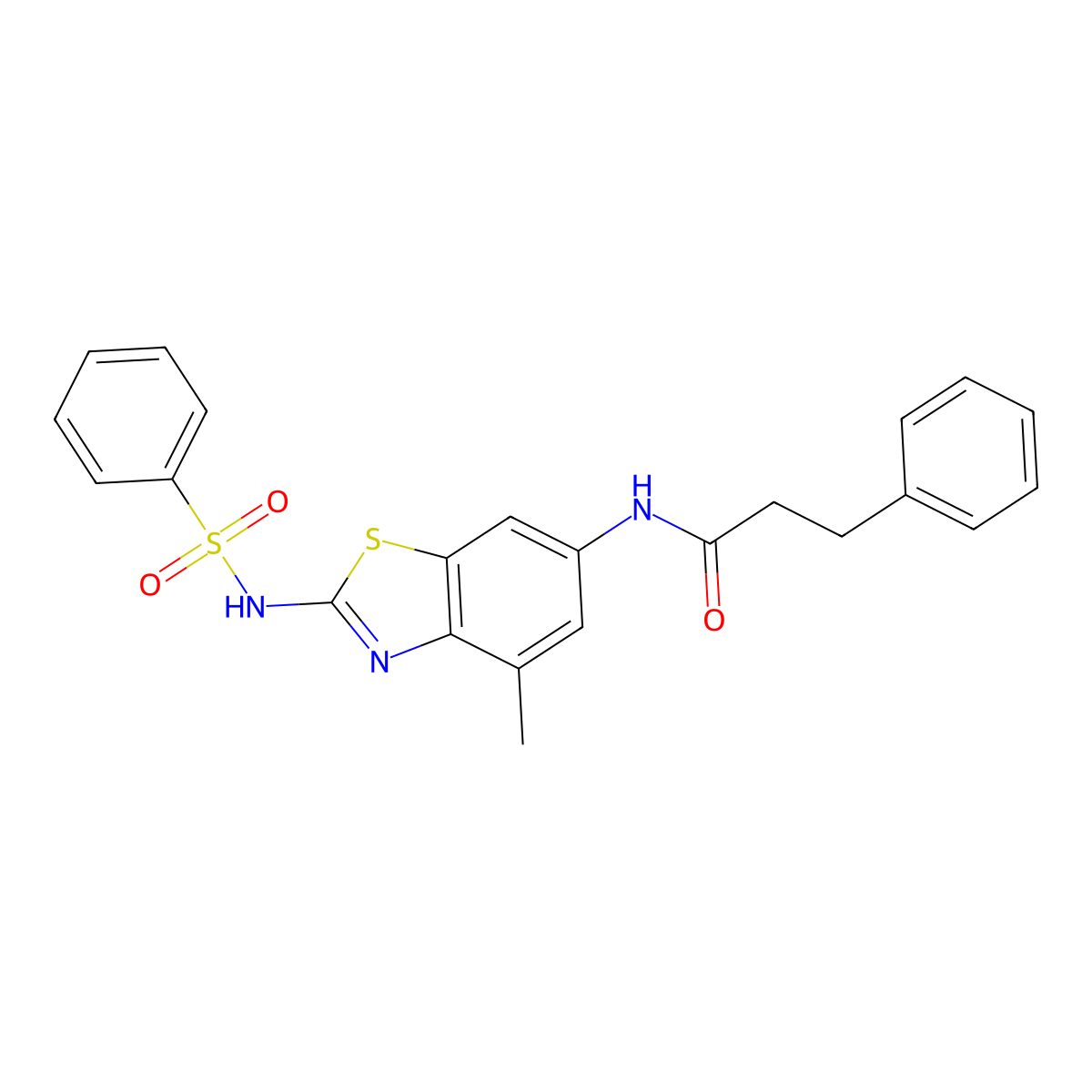 N-(2-Benzenesulfonamido-4-methyl-1,3-benzothiazol-6-YL)-3-phenylpropanamide molecular structure, CAS 1019132-59-2
