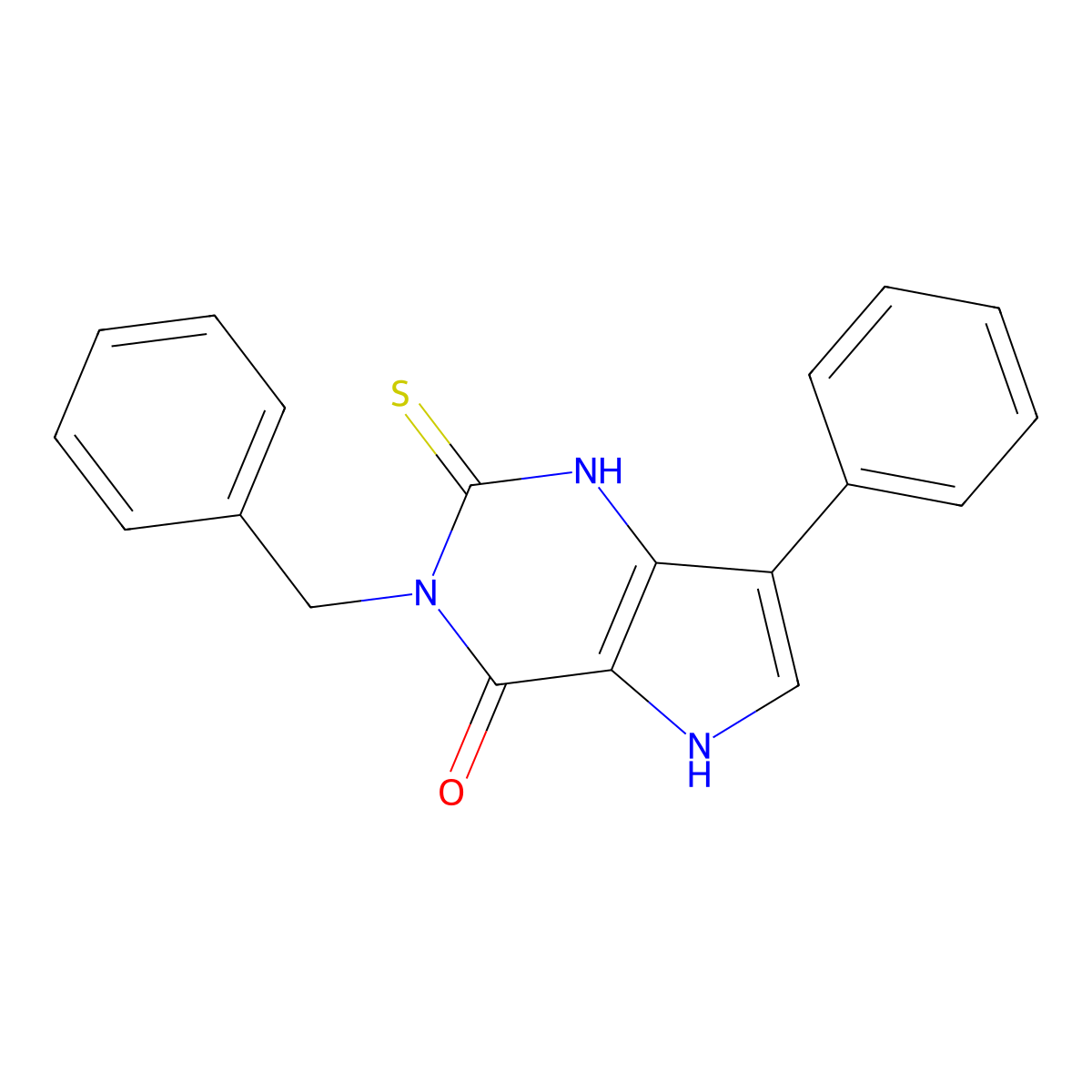 3-benzyl-7-phenyl-2-sulfanyl-3,5-dihydro-4H-pyrrolo[3,2-d]pyrimidin-4-one molecular structure, CAS 1019137-68-8