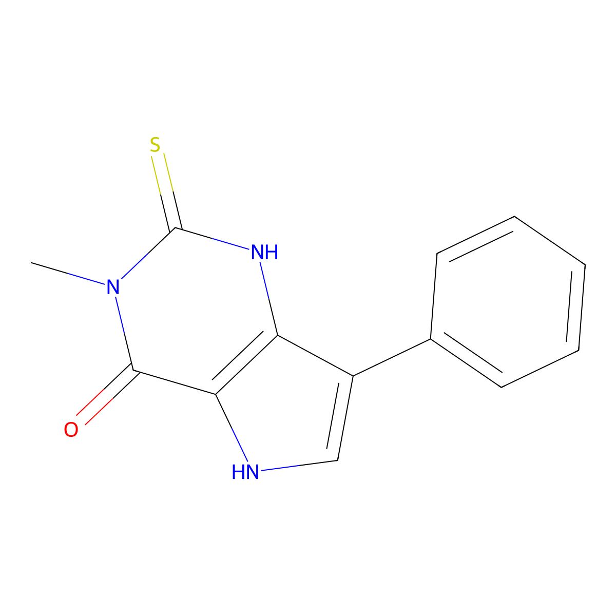 3-methyl-7-phenyl-2-thioxo-1,2,3,5-tetrahydro-4H-pyrrolo[3,2-d]pyrimidin-4-one molecular structure, CAS 1019137-71-3
