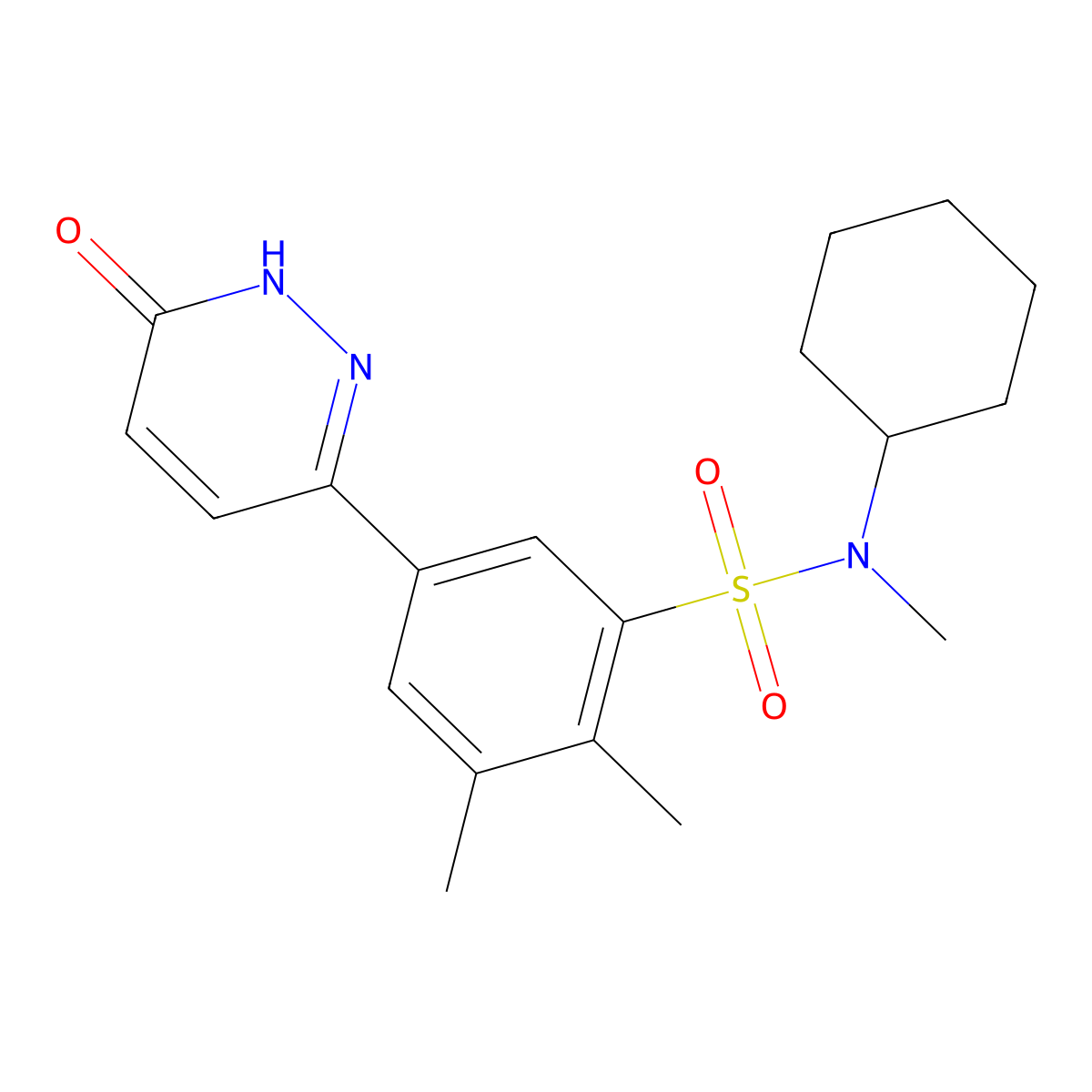N-Cyclohexyl-5-(1,6-dihydro-6-oxo-3-pyridazinyl)-N,2,3-trimethylbenzenesulfonamide molecular structure, CAS 1019137-76-8