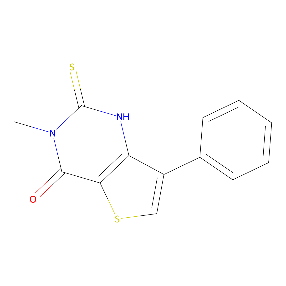 3-methyl-7-phenyl-2-thioxo-2,3-dihydrothieno[3,2-d]pyrimidin-4(1H)-one molecular structure, CAS 1019137-98-4