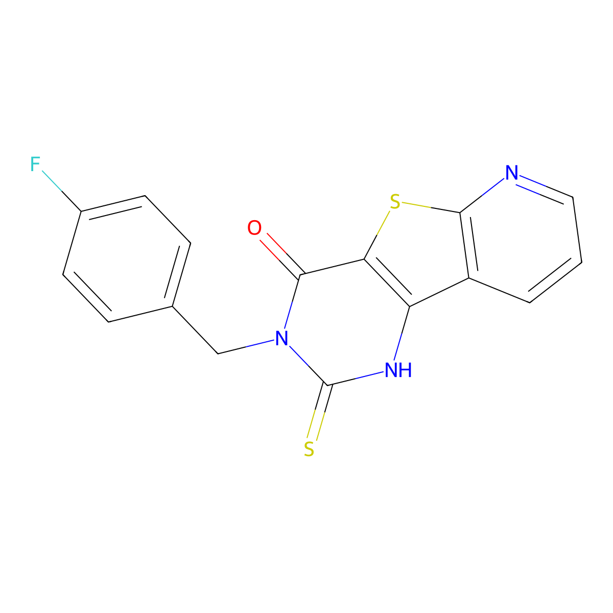 3-(4-fluorobenzyl)-2-thioxo-2,3-dihydropyrido[3',2':4,5]thieno[3,2-d]pyrimidin-4(1H)-one molecular structure, CAS 1019138-30-7