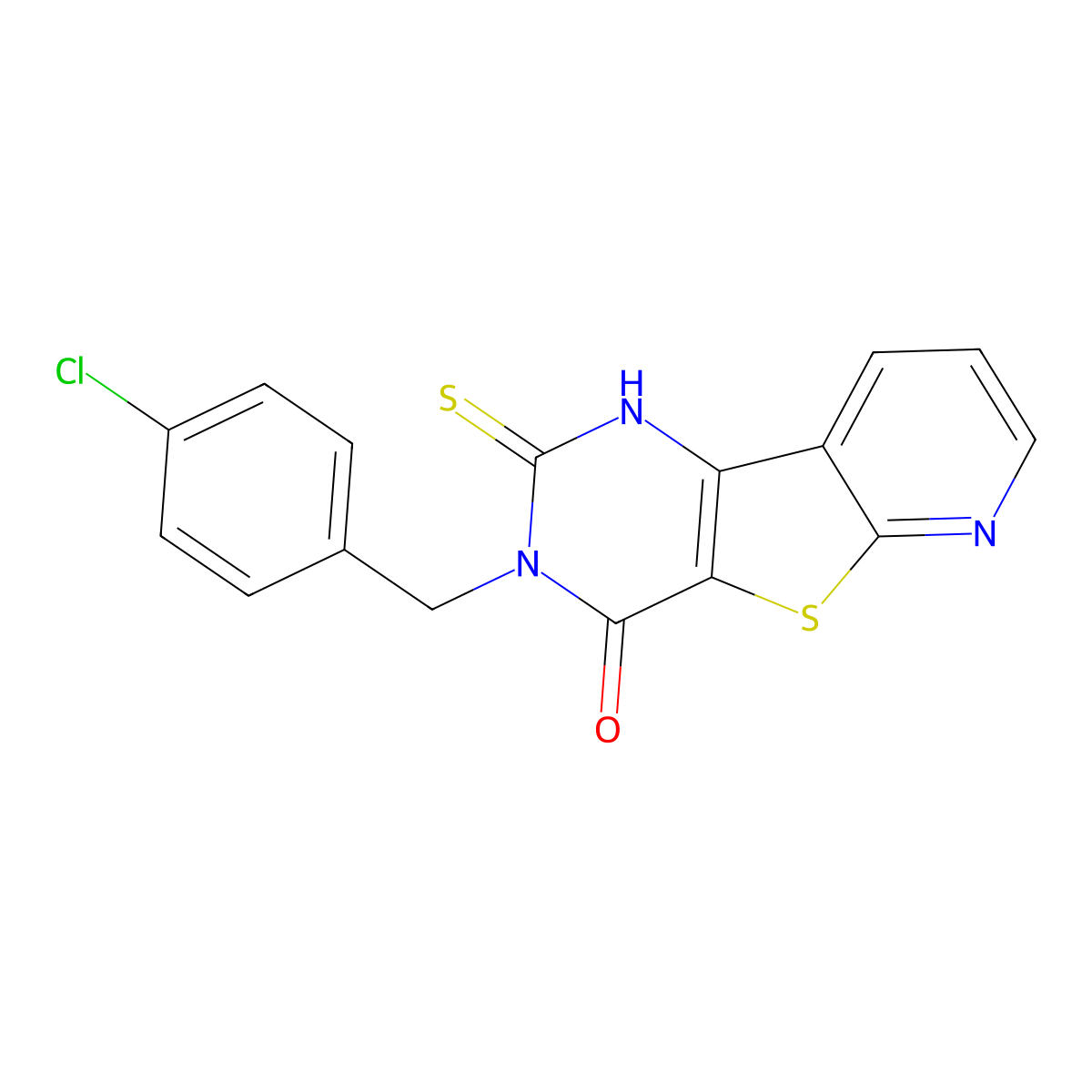 3-(4-chlorobenzyl)-2-thioxo-2,3-dihydropyrido[3',2':4,5]thieno[3,2-d]pyrimidin-4(1H)-one molecular structure, CAS 1019138-34-1