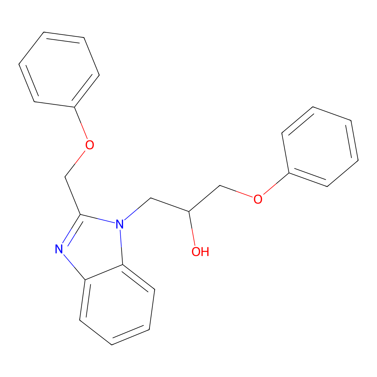 1-phenoxy-3-[2-(phenoxymethyl)-1H-benzimidazol-1-yl]propan-2-ol molecular structure, CAS 1019140-04-5