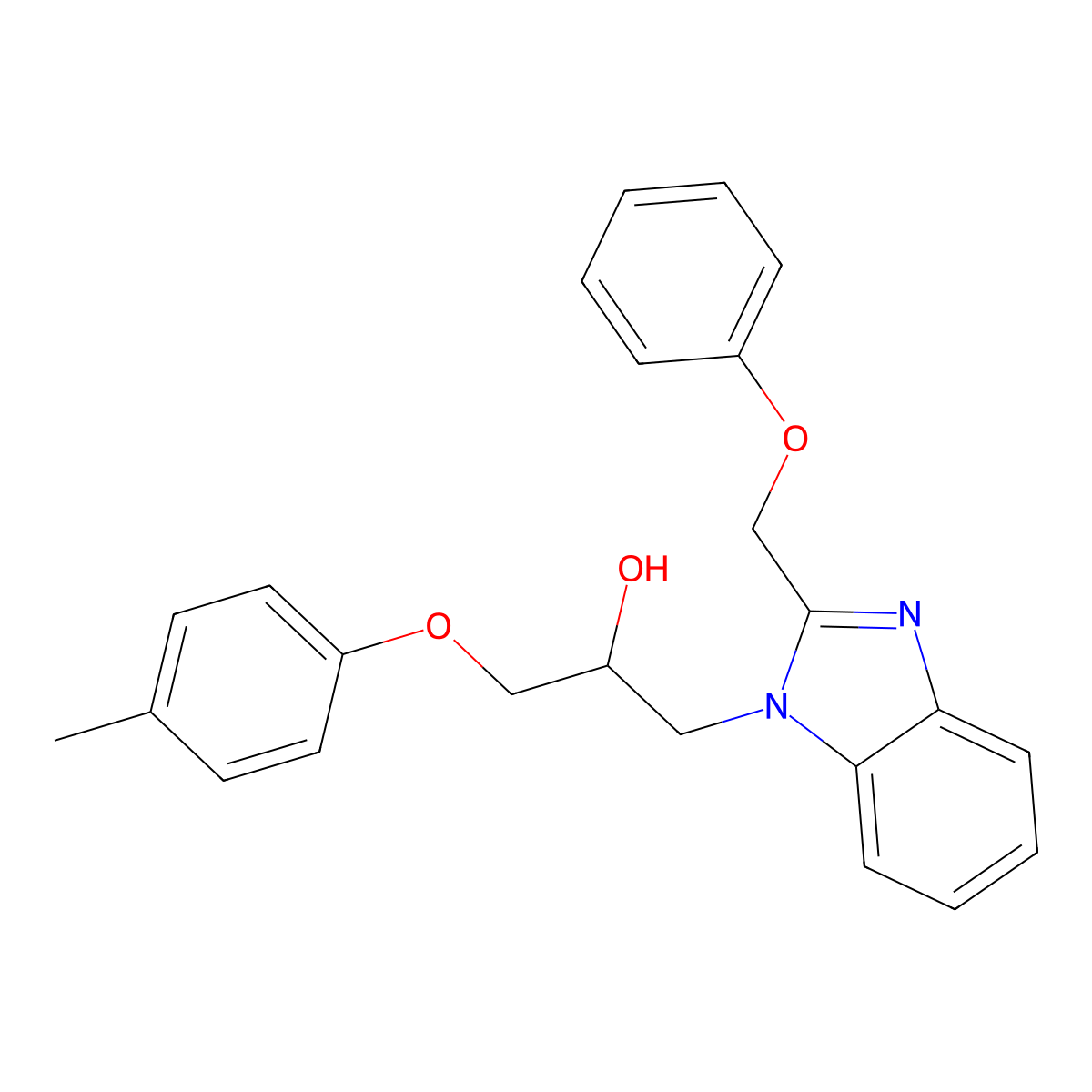 1-(4-methylphenoxy)-3-[2-(phenoxymethyl)-1H-benzimidazol-1-yl]propan-2-ol molecular structure, CAS 1019140-29-4