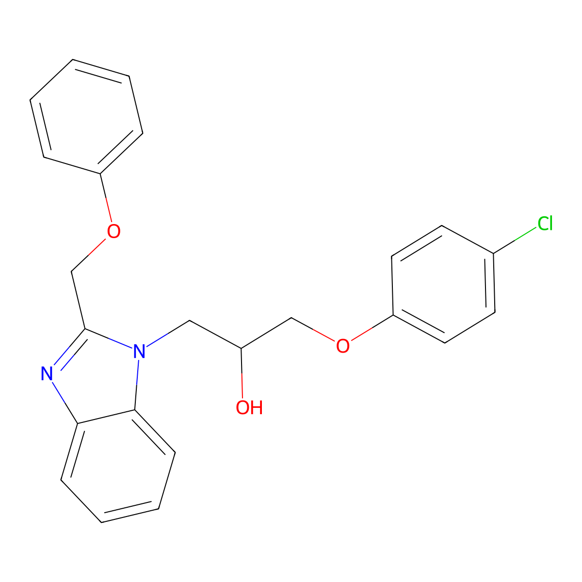 3-(4-Chlorophenoxy)-1-[2-(phenoxymethyl)benzimidazolyl]propan-2-ol molecular structure, CAS 1019140-32-9