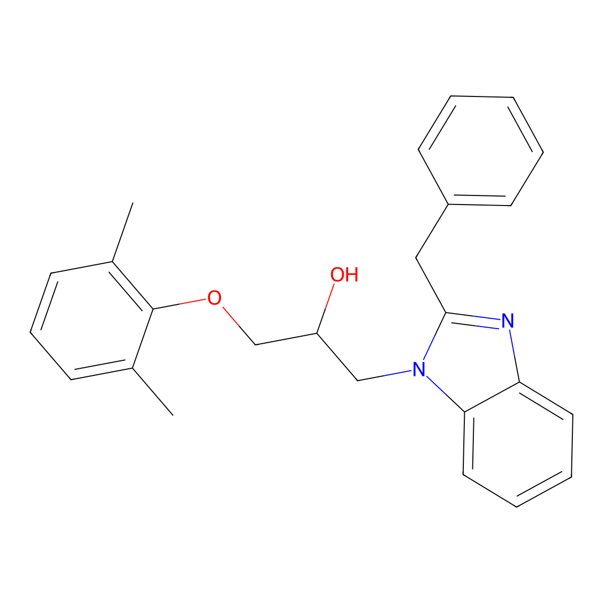 1-(2-benzyl-1H-benzimidazol-1-yl)-3-(2,6-dimethylphenoxy)propan-2-ol molecular structure, CAS 1019140-62-5