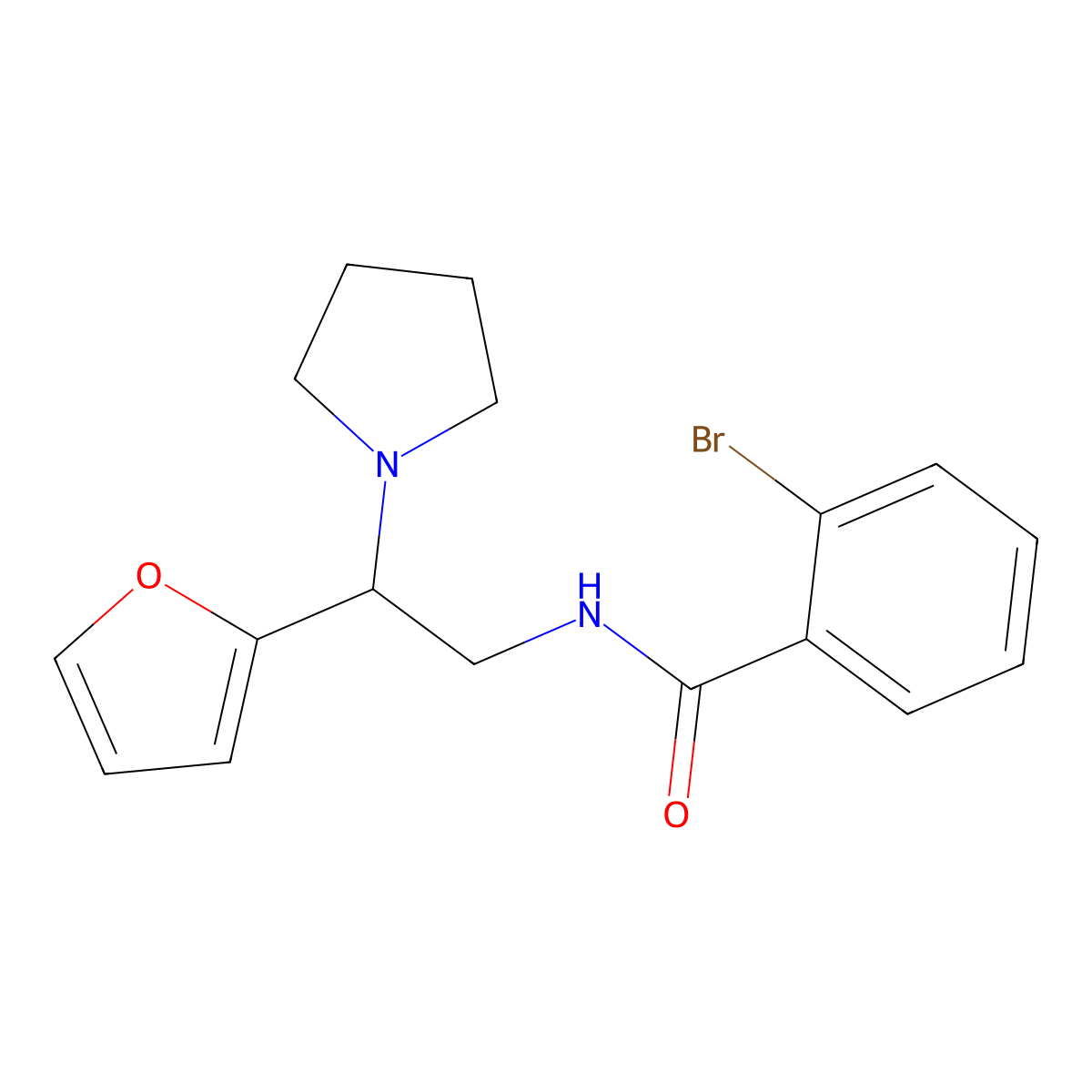 2-bromo-N-[2-(furan-2-yl)-2-(pyrrolidin-1-yl)ethyl]benzamide molecular structure, CAS 1019143-75-9